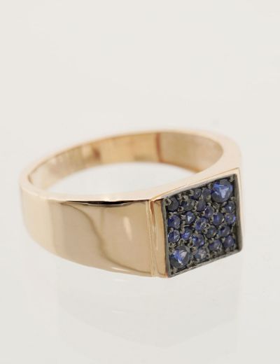Kare Doğal Safir 14 Ayar Altın Yüzük - Rose Gold resmi