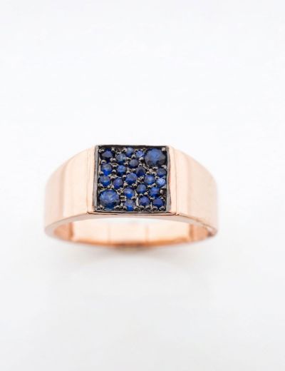 Kare Doğal Safir 14 Ayar Altın Yüzük - Rose Gold resmi