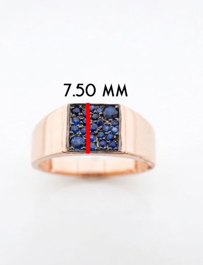 Kare Doğal Safir 14 Ayar Altın Yüzük - Rose Gold resmi