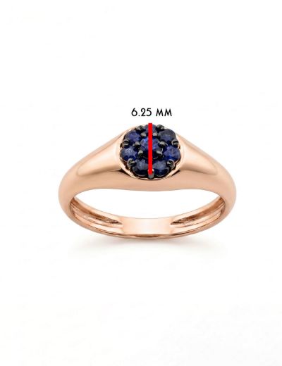 Yuvarlak Doğal Safir 14 Ayar Altın Yüzük - Rose Gold resmi