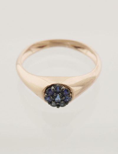Yuvarlak Doğal Safir 14 Ayar Altın Yüzük - Rose Gold resmi