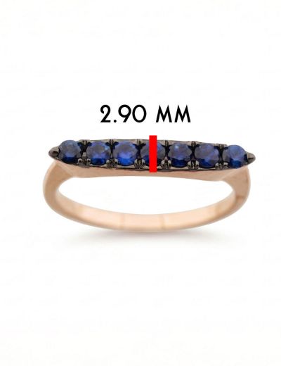 Düz Zemin Doğal Safir 14 Ayar Altın Yüzük - Rose Gold resmi