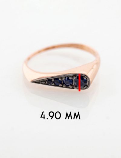 Damla Doğal Safir 14 Ayar Altın Yüzük - Rose Gold resmi