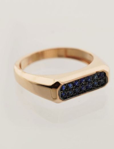 Dikdörtgen Doğal Safir 14 Ayar Altın Yüzük - Rose Gold resmi