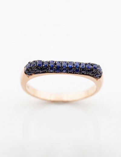 Kavisli Doğal Safir 14 Ayar Altın Yüzük - Rose Gold resmi