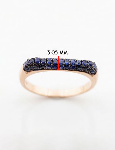 Kavisli Doğal Safir 14 Ayar Altın Yüzük - Rose Gold resmi
