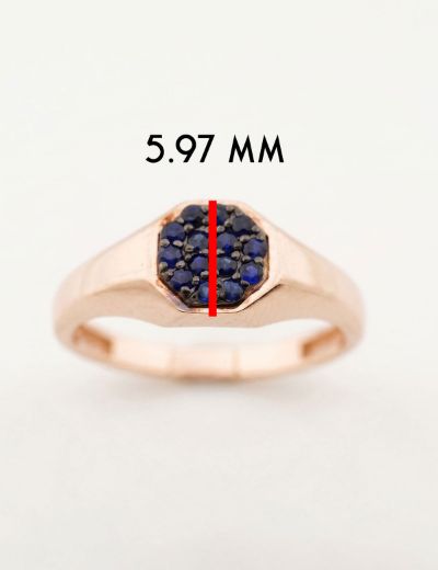 Sekizgen Doğal Safir 14 Ayar Altın Yüzük - Rose Gold resmi