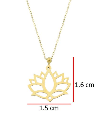 Dorika Toplu Lotus Çiçeği 14 Ayar Altın Kolye