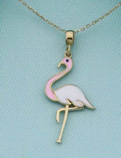 Mineli Flamingo 14 Ayar Altın Kolye